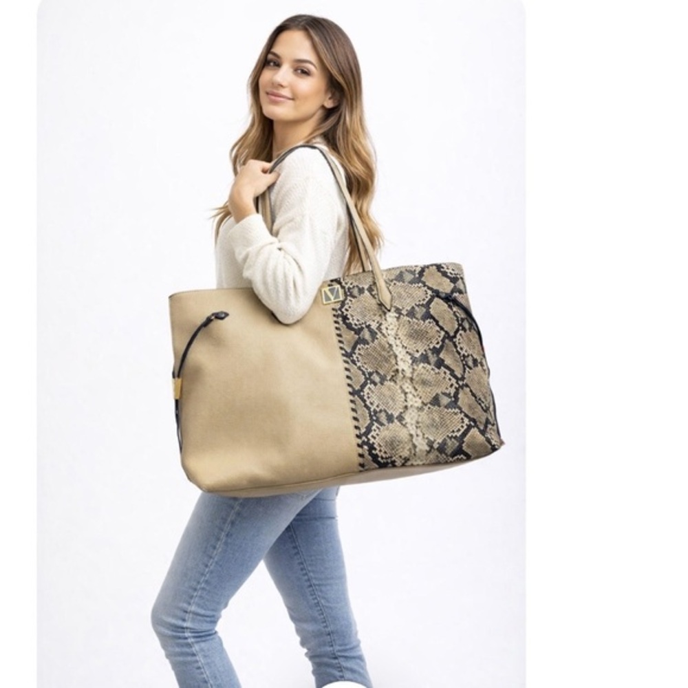 Victoria's Secret Beige and Snake Print Tote